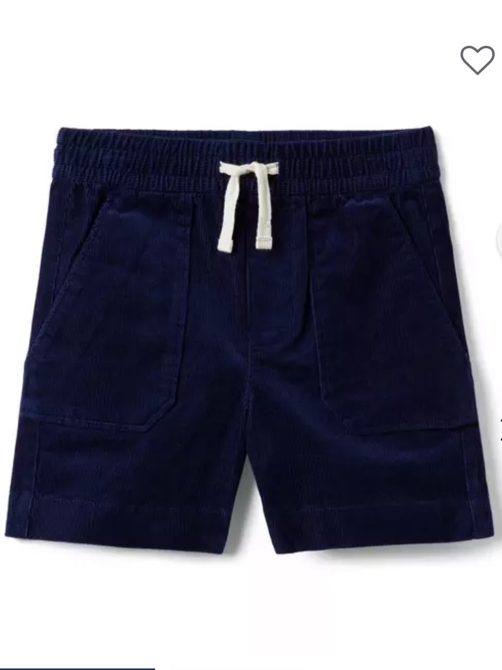 Janie and Jack Corduroy Pull-On Shorts with White Drawstring in Navy, Size 4